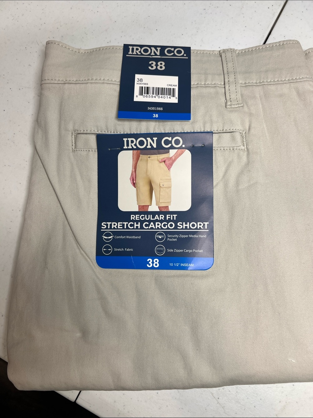 Iron Co. Men’s Cream Stretch Cargo Shorts - Regular Fit